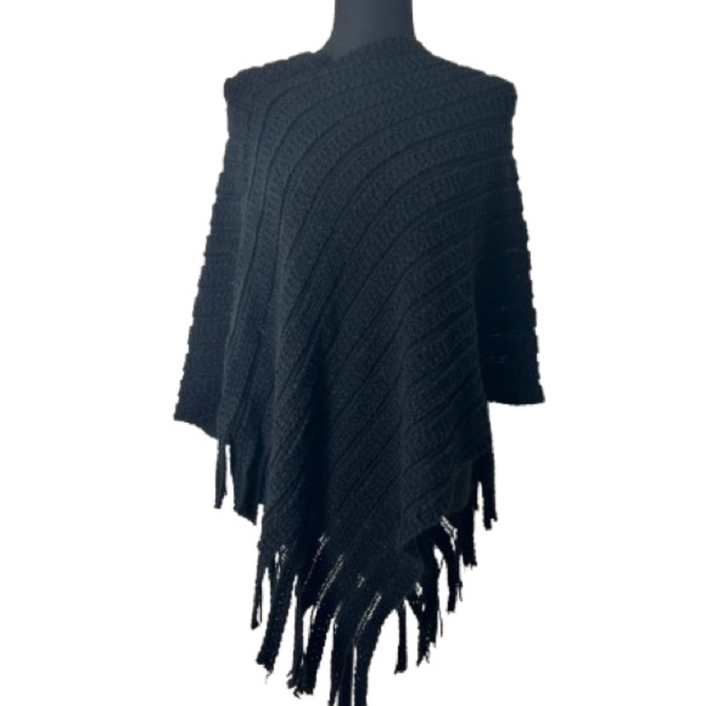 🙀 Black Knit Poncho Sweater OS